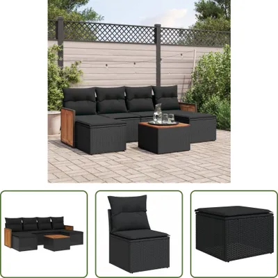 Produktbild von The Living Store 7-tlg. Garten-Sofagarnitur mit Kissen Schwarz Poly Rattan