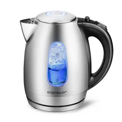 Produktbild von Aigostar - Wasserkocher aus Edelstahl mit LED-Beleuchtung, 2200 Watt mit 1,7 Liter Großraum, 360° Basis, kochtrocknender Schutz, BPA-frei.