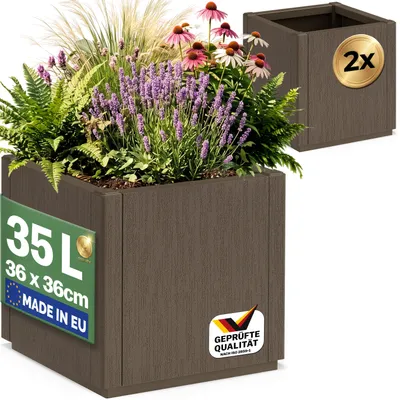 Productafbeelding van CASARIA 2x bloembakken, Ethica, 35 liter, vierkant, 36 x 36 x 35 cm, bruin