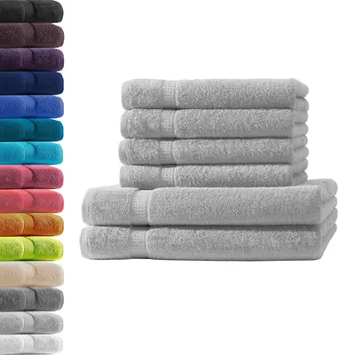Immagine prodotto di Set di 6 asciugamani in cotone al 100%, ideali per il bagno e per gli ospiti