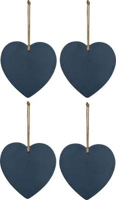 Produktbild von 4er Set Schiefertafel Herz 20x20cm Schieferplatte Memotafel Türschild Dekohänger