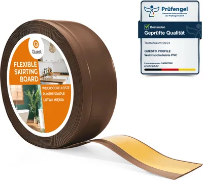 Immagine prodotto di QUEST Battiscopa in PVC 70x20mm, 10m, autoadesivo, battiscopa morbido, flessibile, bronzo