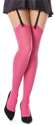 Image de Bellivalini bas jarretière femme microfibre 60 DEN BLVFI1007 (fuchsia, XL-XXL)