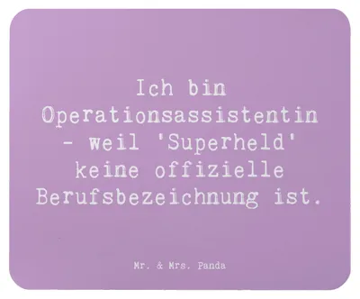 Produktbild von Mr. & Mrs. Panda Mousepad Spruch Operationsassistentin Heldin - Lavendeltraum - Geschenk, Mauspad, computer, laptop, Geschenke für Berufstätige, Teamarbeit, Beruf
