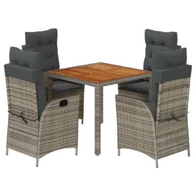 Image de salon de jardin 5 pièces avec coussins Gris Poly Rattan