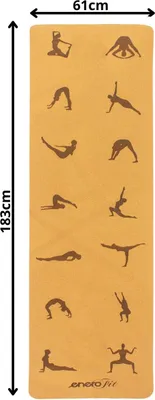 Produktbild von Enero Fit Kork Yogamatte 183x61x0,4 cm – rutschfest, umweltfreundlich, leicht & langlebig – inkl. Tragegurt & Tasche, für Yoga, Pilates & Fitness
