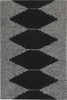 Produktbild von BELIANI Teppich Schwarz / Weiß Baumwolle 160 x 230 cm geometrisches Muster handgewebt gefärbt Kurzhaar Kurzflor Bettvorleger Läufer Retro Stil