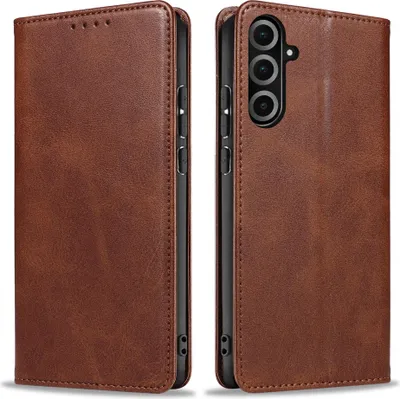 Produktbild von Handyhülle für Samsung Galaxy A26 5G Kunstleder Flip Cover Hülle Handytasche Case Kartenfach Farbe: Dunkelbraun