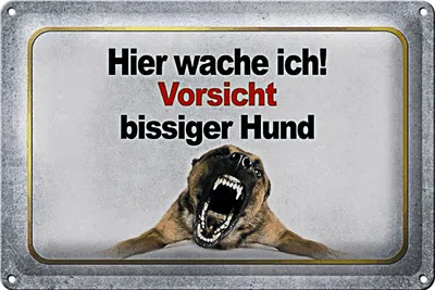 Produktbild von Blechschild Vorsicht 30x20cm hier wache ich bissiger Hund