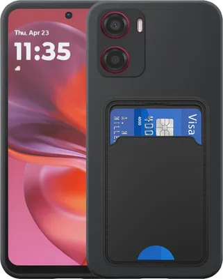 Immagine prodotto di Adatto per Motorola Moto G05 / E15 Custodia per telefono con supporto per schede in TPU - Custodia flessibile in silicone TPU con slot per schede - Nero - Smartphonics
