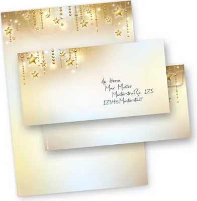 Produktbild von Briefpapier Weihnachten STARDREAMS (500 Sets ohne Fenster) DIN A4 90g Weihnachtsbriefpapier mit Umschläge weihnachtliches Papier