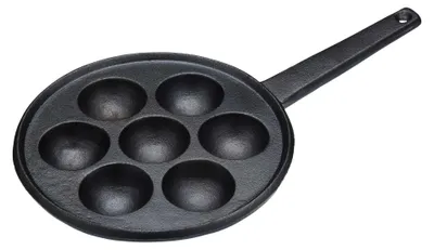 Æbleskiver-Pfanne, 7 Mulden, Gusseisen, 20,5 cm, schwarz