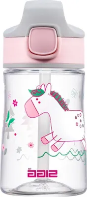 Obrázok produktu pre Fľaša na pitie Kindermiracle 0,35 l s nepriepustným viečkom ružová so slamkou na jednu ruku