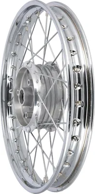 Immagine prodotto di Ruota a raggi 1,5 x 16" Cerchio in acciaio cromato + raggi cromati - Simson S50, S51, KR51 Schwalbe, SR4