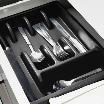 Produktbild von Schubladeneinsatz Besteckkasten Besteckeinsatz Besteck-Organizer Küchen-Organizer mit 5 Fächern schwarz 36 x 25,5 x 6 cm.