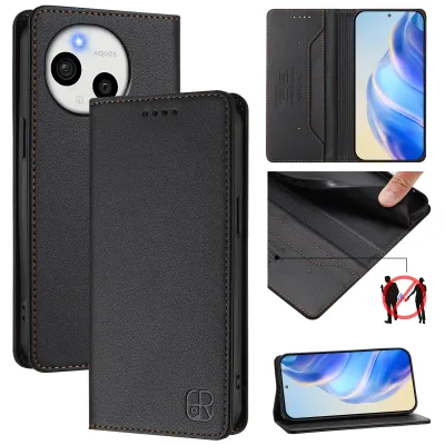 Produktbild von Lederhülle für Sharp Aquos sense10 Hülle Flip Brieftasche Kartenfächern Ständer Schutzhülle Schwarz