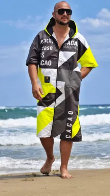 Produktbild von Solar Vibes Herren-Strandponcho NanoDry Ultra™ CACAO Beachwear™️ - L (185-200)