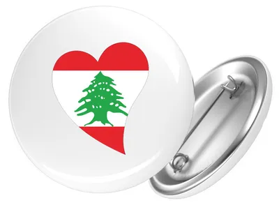 Produktbild von Huuraa Button Libanon Flagge Herz 25mm rund mit Sicherheitsnadel Ansteckbutton Geschenkidee