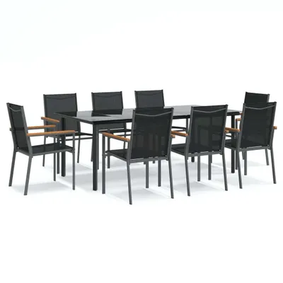 Produktbild von 9-tlg. Garten-Essgruppe Schwarz Textilene und Stahl