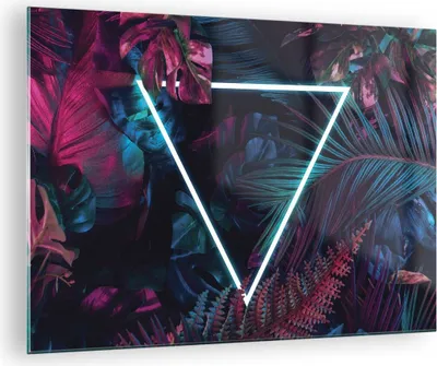 Produktbild von Bilder auf glas - Einteilig - Leuchtend Dreieck Blätter - 70x50cm - Glasbilder - Wandbilder - Bilder - zum Aufhängen bereit - Wanddekoration aus Glas - Glas Bilder - Wandbild auf Glas - GAA70x50-4563