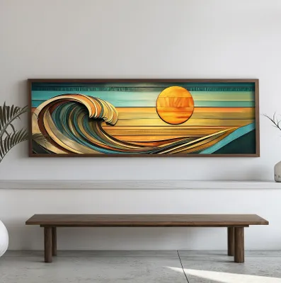 Immagine prodotto di Wallity, EMR030, quadro decorativo incorniciato in MDF, multicolore, 100% MDF, 40 x 120 x 3,5 cm