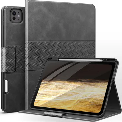 Image de iPad Pro 13 pouces M4 (2024) Housse Cuir synthétique Porte-stylet Gris