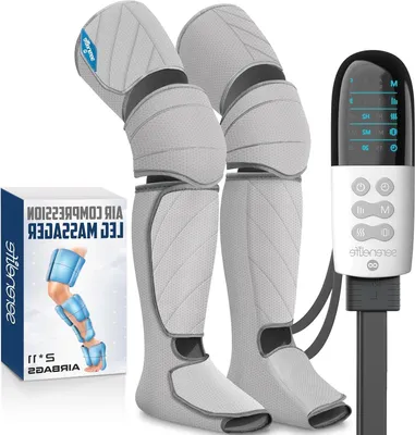 Immagine prodotto di Massaggiatore per le gambe a compressione ad aria, ideale per cosce, polpacci e piedi - Apparecchio per massaggio delle gambe - Massaggiatore a compressione