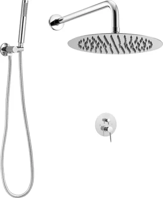 Zdjęcie produktu dla Zestaw prysznicowy deszczowy 25,4 cm okrągły z baterią ścienny chrom