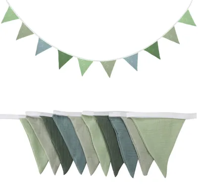 Produktbild von Wimpelkette – Stoff – 10 Wimpelchen – Grün – Für Kinderzimmer und Feiern