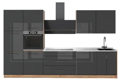 Obrázok produktu pre Kuchynka Vicco Fame-Line Antracit vysoký lesk/Dub Goldkraft 340 cm, AP Marble, Model 64590