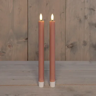 Produktbild von Anna Collection Led Tischkerzen - 2x - rosa - 25 cm - 3D Flamme