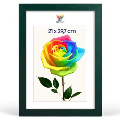 Produktbild von MG Design Bilderrahmen Grün A4 21x29,7 cm - Echtholzrahmen mit Acrylglas, hoch/quer, zum Aufhängen & Aufstellen