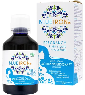 Obrázek produktu pro BLUEIRON Těhotenské železo + kyselina listová speciálně pro těhotenství, 250 ml roztok