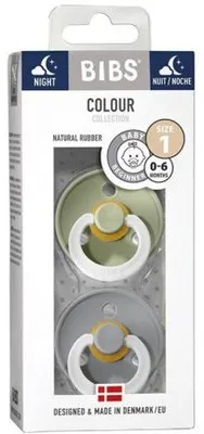 Productafbeelding van Bibs Fopspeen maat 2 - sage/cloud night 2pack (2 stuks)