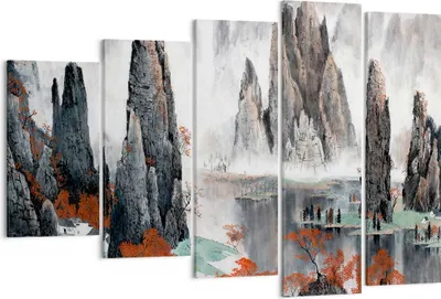 Produktbild von Bild auf Leinwand - Leinwandbild - Berge Märchen Nebel - 150x100cm - Wand Bild - Wanddeko - Leinwanddruck - Bilder - Kunstdruck - Wanddekoration - Leinwand bilder - Wandkunst - EG150x100-3887