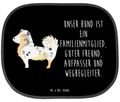 Produktbild von Mr. & Mrs. Panda Sonnenblende Auto Hund Australien Shepherd - Schwarz - Geschenk, Sprüche, Sonnenschutz für, Seitlicher, Familie, Autoscheibe, Spruch, Seitenscheibe
