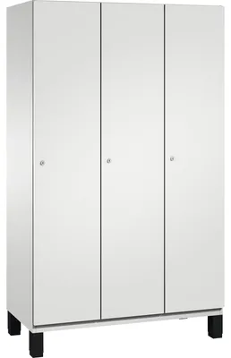 Produktbild von Umkleidespind 4510032 S10010 Füße 3 Abteile B1200mm lichtgrau/lichtgrau