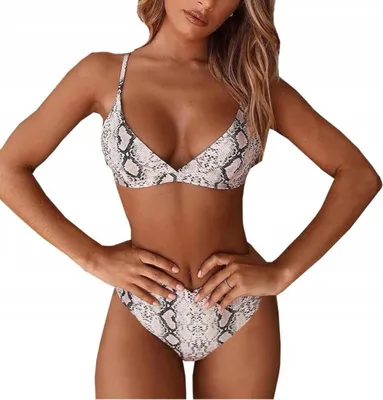 Obrázek produktu pro Bikiny - Plavky - dvoudílné - Módní plavky - Dámské - Plážové oblečení - Plavky - do bazénu - Hadí vzor - S