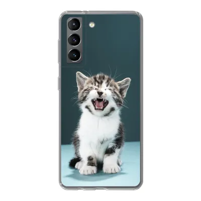 Produktbild von MuchoWow® Handyhülle Schutzhülle Hülle für Samsung Galaxy S21 Katze - Kätzchen - Miau Silikon Softcase Handy Hülle - Softcase
