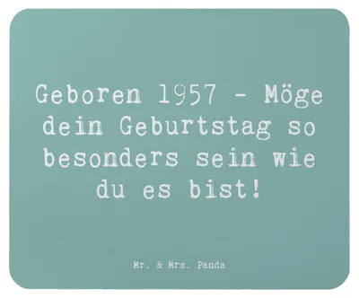 Produktbild von Mr. & Mrs. Panda Mauspad Spruch 1957 Geburtstag - Meeresbrise - Geschenk, Mousepad, Geburtstagsgeschenk, Mouse Pad, laptop, Jahrgang, Geburtsjahr, Alter, pc mausunterlage