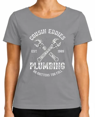 Imagen del producto de Camiseta para mujer de la marca "Cousin Eddies Plumbing", modelo "No Shitters Klempner", color gris, talla 3XL