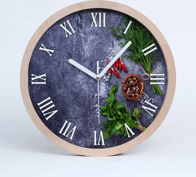 Produktbild von Holzuhr 20fi cm wanduhr - weiße Spitzen - Kräuter und Gewürze