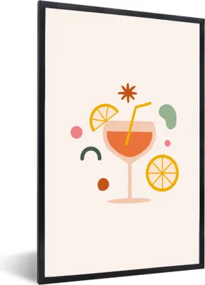 Produktbild von MuchoWow® Gerahmtes Poster Cocktail - Orange - Sommer 40x60 cm - Poster mit Schwarzem Bilderrahmen Wandposter Rahmen Foto Bilder - Papierdruck - Wandbilder