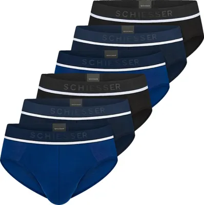 Produktbild von Schiesser 6er Pack 95/5 Organic Baumwolle Rio Slip / Unterhose Sportlicher Webgummibund mit kontraststarkem Logo , Bequeme Beinausschnitte, In perfekt sitzender, elastischer Single-Jersey-Qualität
