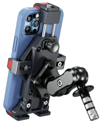 Produktbild von Motorrad Handyhalterung mit Vibrationsdämpfer, Diebstahlsicher, Aluminiumlegierung, 360° Drehbar, Verstellbar, für 4,7-7,2 Zoll Smartphone