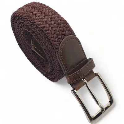Produktbild von Komfortabel Elastische Geflochtener Stretch Gürtel - Stretchbelt - Stoffgürtel - Gürtel Flecht - Damen und Herren – 110 / bruin