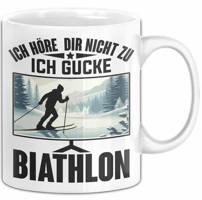Produktbild von Biathlon Tasse Geschenk Wintersport Geschenke Ich Höre Dir Nicht Zu Ich Gucke Biathlon (Weiß)