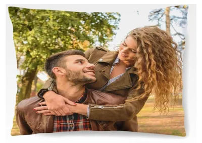 Produktbild von Personalisiertes Foto-Kissen (60 x 40 cm) mit eigenem Bild und Text für Jahrestag, Geburtstag, Valentinstag (mit Füllung)