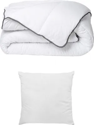 Produktbild von Bettdecke mit Seidenstruktur 140 x 200 cm + 1 Kopfkissen 60 x 60 cm - Weiß - BIESYA