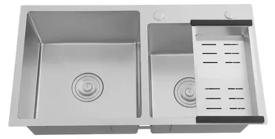 Produktbild von Küchenspüle aus Edelstahl - Doppelbecken-Spülbecken - 78x43x21 cm - Rechteckige Doppelmulde - Einbau- und Unterbau-Spüle - Ohne Armatur - Silber